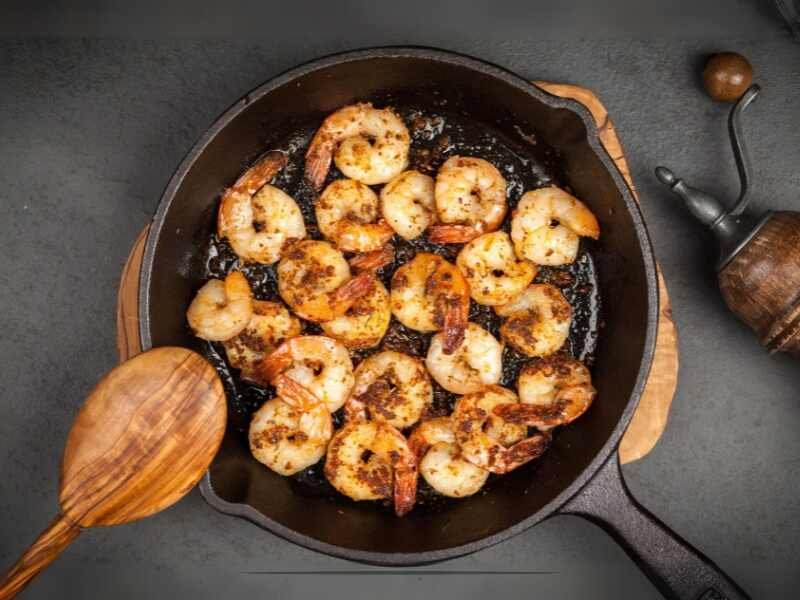 Cooking Shrimp in Skillet