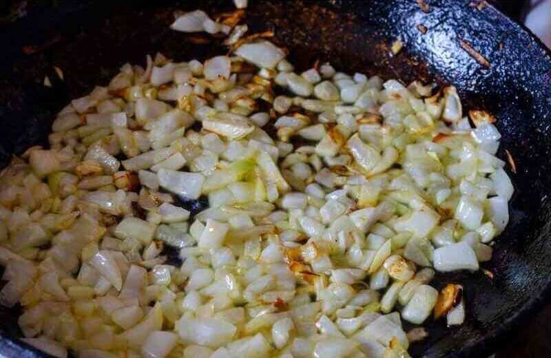 Cooking the Onions and Garlic