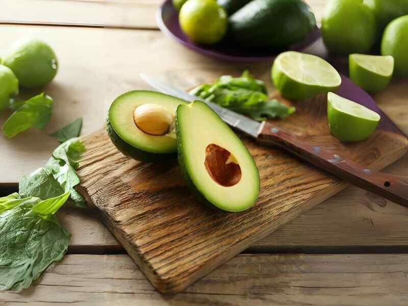 Avocado sliced in half