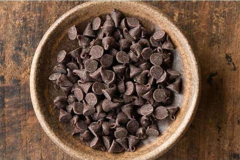 a bowl full of chocolate chips