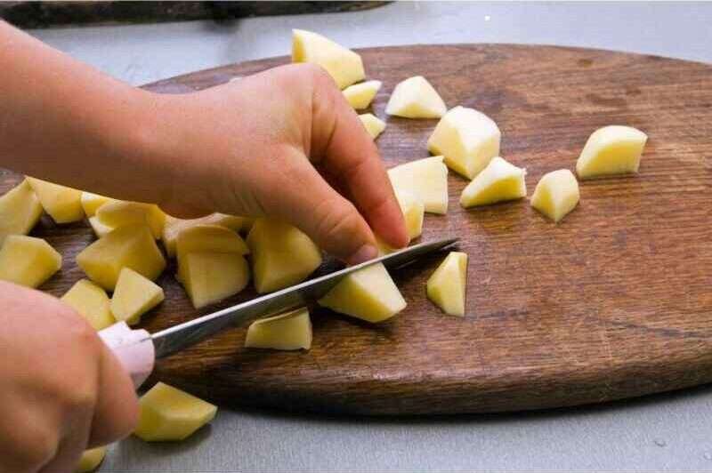 potatoes into small pieces