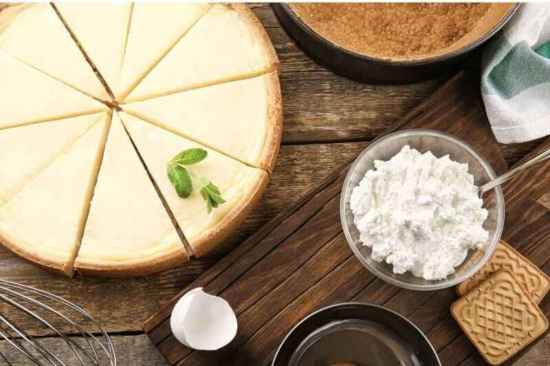 Cheesecake ingredients on a table