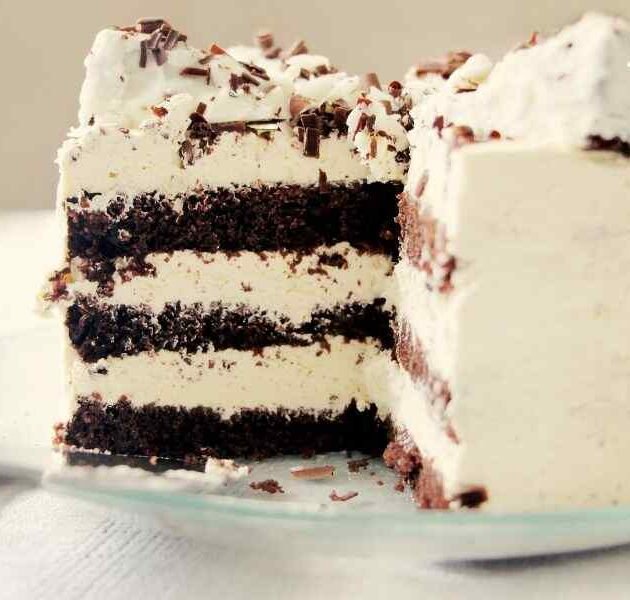 Chocolate cake with vanilla frosting