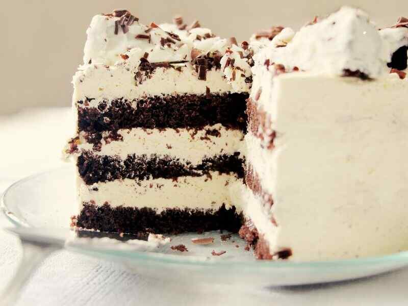 Chocolate cake with vanilla frosting