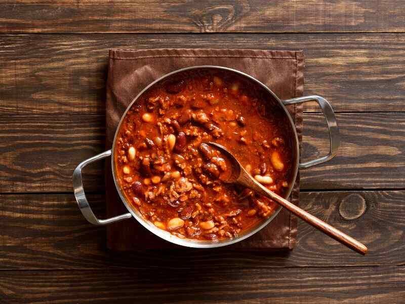 cooking the Ground Beef and Beans