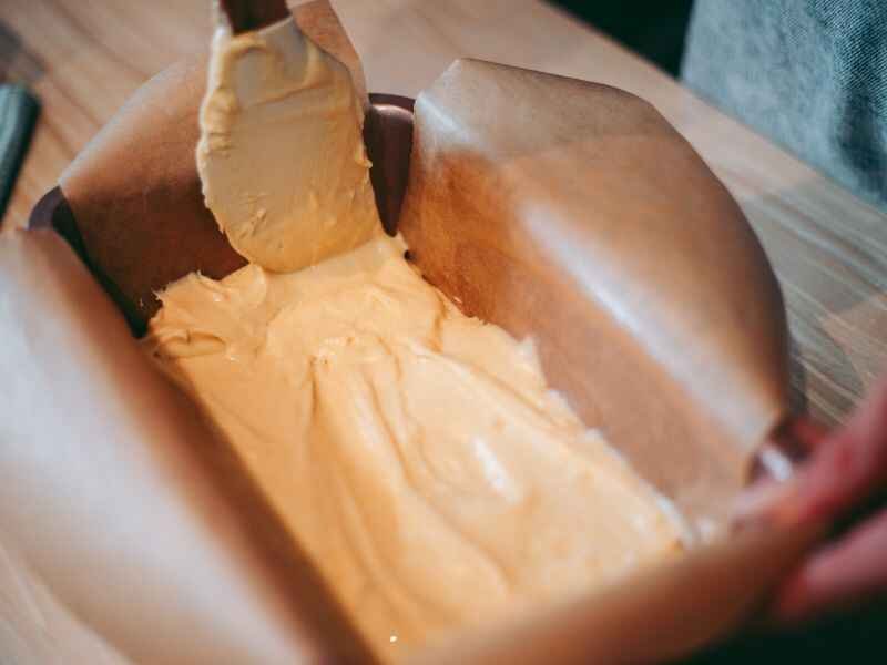 Pour the batter into the prepared pan