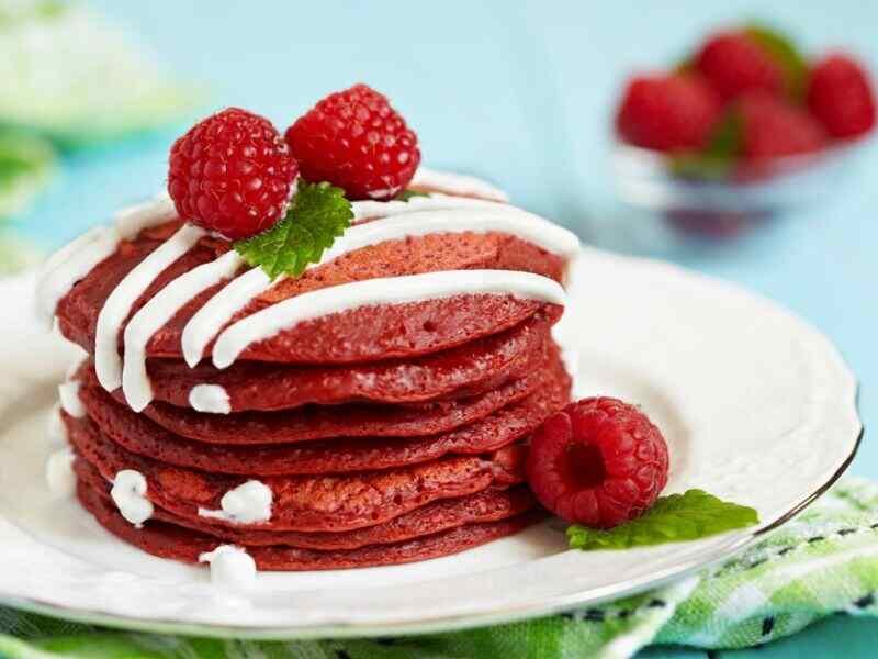Serve Red Velvet Pancakes
